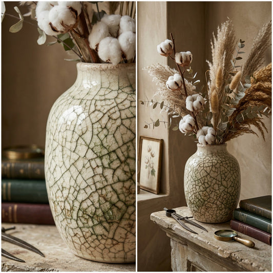 The Ivory Crackle Vase — Hand-Finished Stoneware