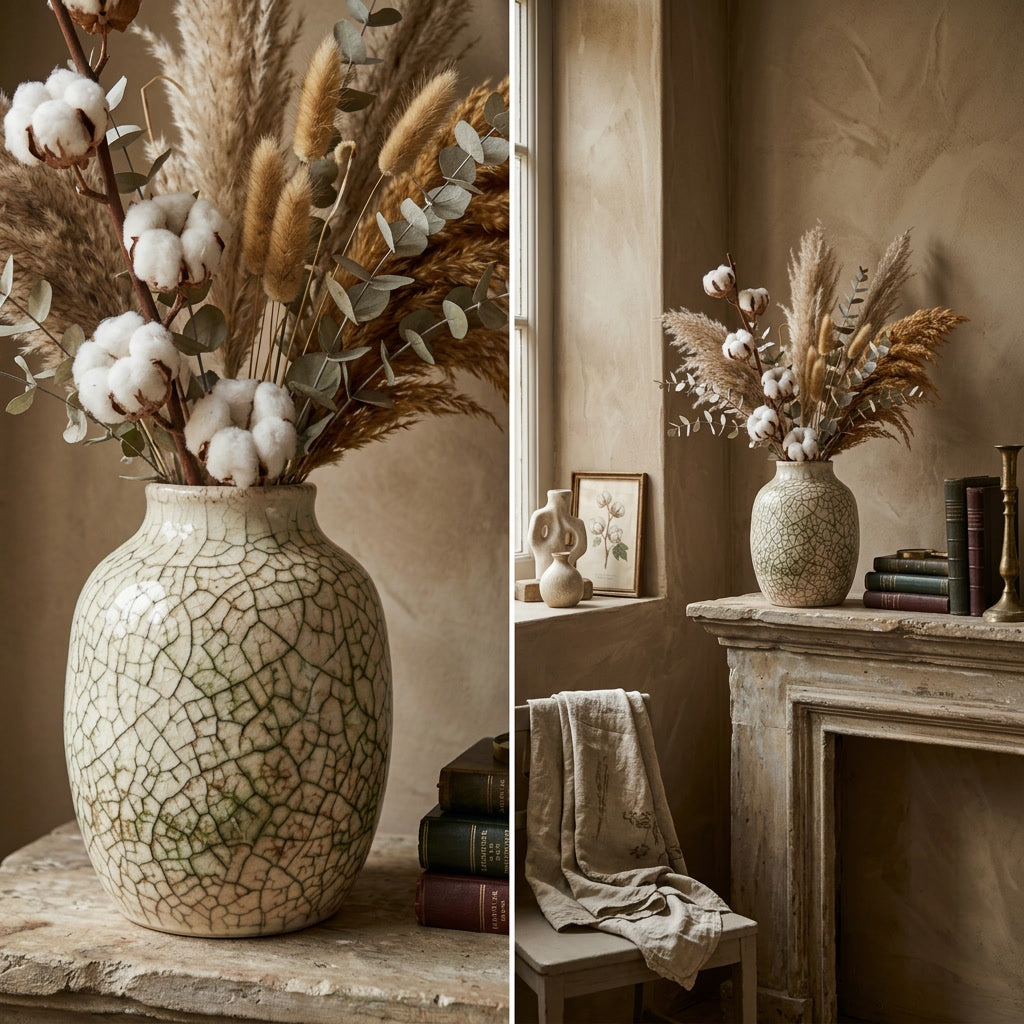 The Ivory Crackle Vase — Hand-Finished Stoneware